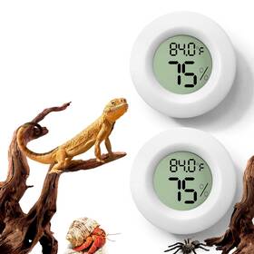 -104-w 2 Pcs White Reptile Thermometer And Humidity Gauge For Bearded Dragon Tank Acces