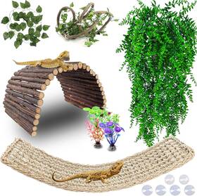 J35-100 1994 Bearded Dragon Tank Accessories Reptile Hideout Bridge Climbing Plants Jungle
