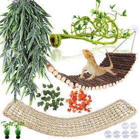 J5600 1994 Bearded Dragon Tank Accessories Reptile Hammock Terrarium Hanging Plant Vines Be