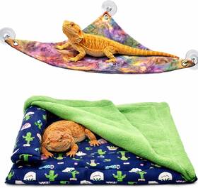 1998 313055815841 Bearded Dragon Tank Accessories Reptile Bedding Hammock Soft Fabric Warm Sleepi