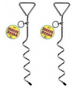 5starwarehouse 050375040113 2 X Portable Metal Screw In Ground Stake Pet Lead Holder Pole 42cm