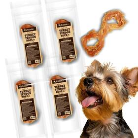 A Freschi Srl 713077078693 Turkey Tendon For Dogs Dog Treats Signature Series 4 Units/pack Rope Small