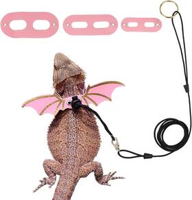 Ad-158 Adoggygo Bearded Dragon Leash Harness 3 Size Pack Pink Leather Wing Lizard Harn