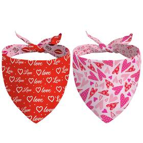 Aienssfwe 133390657521 Valentines Day Dog Bandana Reversible 2 Pack Small Valentine Pet
