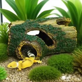 Cw002 Aiqriwv Resin Hollow Tree Trunk Aquarium Cave - Betta Fish Hideout And Shrimp Shelter F