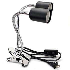 Amzcool 738635736239 Reptiles Dual Lamp Fixture Holder Clamp Two Independently Switches Adjustable