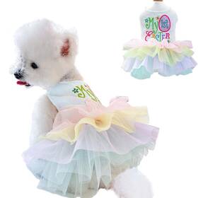Anelekor 614198478833 Dog Easter Outfit With My 1st Embroidery Letters Holiday Puppy Dress R
