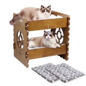 Mc042up8cm Ankuliy Wooden Cat Bed Elevated Furniture Bunk Beds For 2 Indoor Cats Woo