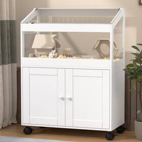 Annzoe 717326889577 Hamster Cage With Storage Cabinet Acrylic Panels For 360 Viewing Ideal Fo