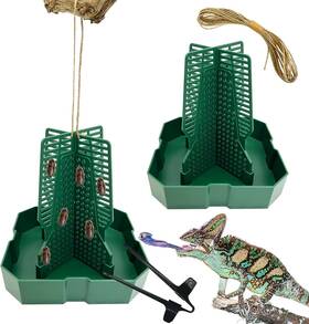 My011 Apatal Chameleon Feeding Bowl Hanging Bearded Dragon Feeder Bug Bowls Small Green