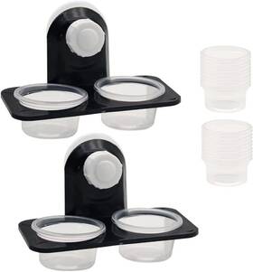 De674 Aplayfulbee Reptile Feeding Cups Water Bowl Double Crested Gecko Ledge With Black