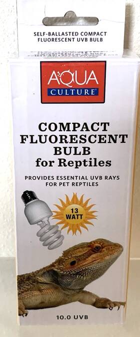 Aqua Culture 091197400261 Compact Fluorescent Bulb For Reptiles Provides Uvb Rays 13 Watt New