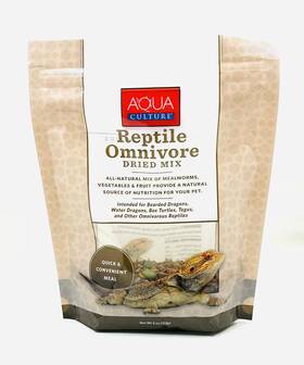 Aqua Culture 091197400438 New Reptile Omnivore Dried Mix Treat Mealworms Vegetables Fruit