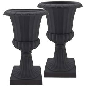 Pl51bk-2 Arcadia Garden Products Deluxe Plastic Urn Pack Of 2 Black 16 Inch X27