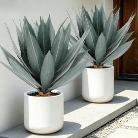 Artsleafy 978474185377 Artificial Agave Plant 23in Faux Plants Outdoor Decor Uv Resistant Large Pott