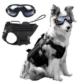 Asedrfq 714855403533 Dog Black Tactical Vest With Handle 6 Buckles 3/4 Body Coverage