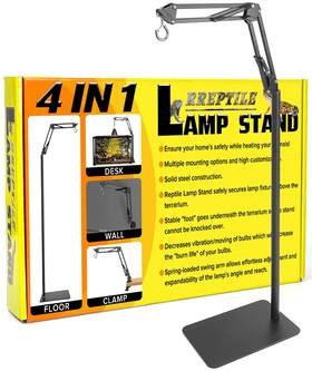 Auaaq 717664280364 4-in-1 Adjustable Metal Reptile Lamp Stand Max Height 72 In Heat Holder