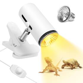 Azv 783970506566 Reptile Heat Lamp With 50w Uva Uvb 3.0 Light Bulb Basking Spot Tortois