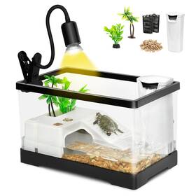 Elairetankbl-03 Azv Large Turtle Tank Kit All In One Indoor Pc L 15.8 8.1 8.9inch Black