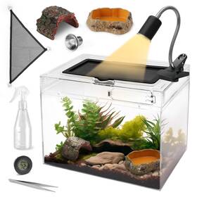Pc03us Azv Reptile Terrarium Starter Kit 8 Piece Large 15.6 10 8in Transparent