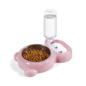 Azwraith 750081129151 Dog Bowls Cat Food And Water Bowl Set With Dispenser Stainless Ste