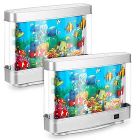 Sil-baquler-1050 Baquler 2 Pcs Fake Fish Tank With Moving Artificial Tropical Decorative Aquarium