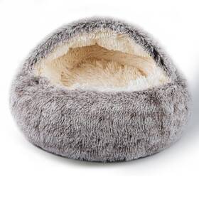 Beleewilwon 762736857654 Cat Bed Calming Bedsindoor Washable Anti-slip Faux Fu