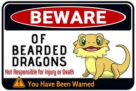 202110 Bestylez Beware Of Bearded Dragons Sign - Fun Tank Accessory And Decor For Dra