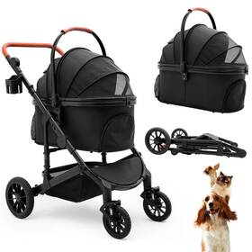Bicystar 767552919609 Pet Stroller With 4 Wheels Foldable Travel Carrier For Small/medium Dogs