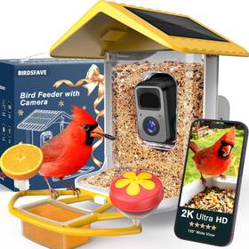 Bf01-yellow Birdsfave Birdsfave-bird Feeder With Camera Solar Powered 2k Clear Live/video/photo Au
