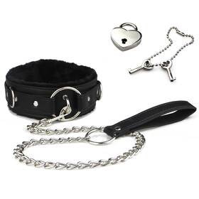 Blinan 723884728067 Pu Leather Choker Collar With Leash Adjustable Size For Women Black