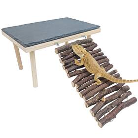 Jgy134-l Bnosdm Bearded Dragon Basking Rock Platform With Climbing Ramp Reptiles Hideout Hide
