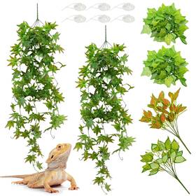 Jgy153-g Bnosdm Reptile Habitat Plants With Suction Cup Artificial Leaves For Bearded Dragons