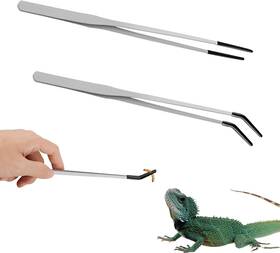 Els040 Brand Hongliang 2-pack Stainless Steel Reptile Feeding Tongs With Rubber Tips 10 Inch Silver