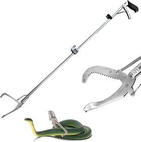 566666 Brand Ouronehome 60 Inch Snake Tongs Foldable Reptile Grabber Catcher Wide Jaw Handling Tool With