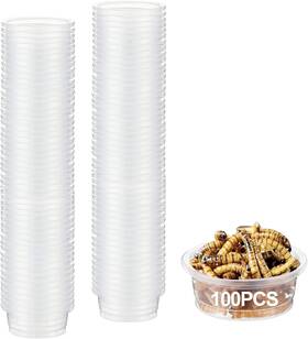 Branded01 313039056093 0.5oz Crested Gecko Food And Water Feeding Cups Reptile Feeder Bowls Plastic