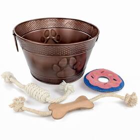 Brekx 850051624553 Metal Dog Toy Box Plus 3 Chew Toys Combo Set For Aggressive Chewers
