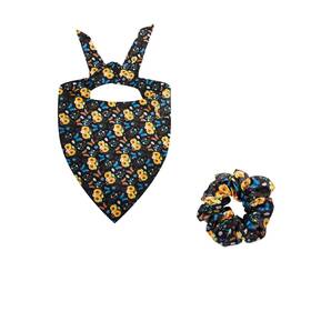 Brrssio 635412475803 Floral Dog Bandanas Hair Scrunchies Set Reversible Scarf For Boy And Girl