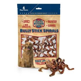 Canine Butcher Shop 879996000772 Bully Stick Spirals/springs Raised And Made In Usa Pack Of 6 Odor Free All
