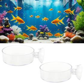 J492 Capiant 2 Pack 60mm Aquarium Shrimp Feeder Dish With Suction Round Clear Transparent