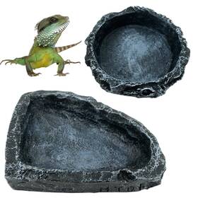 Cateness 736961948463 2 Pack Reptile Feeding Dish Corner Bowl Water Food Reptil