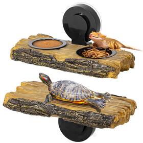 Cava-25-tb09 Cavachew 2 In 1 Reptile Feeding Ledge And Turtle Basking Platform Resin Suction Cup Fee