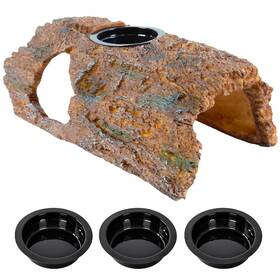 Ers85 Cavachew 2 In 1 Reptile Hides And Caves With Top Feeder 9in Resin Hollow Bark Log Hid