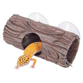 Jehr37 Cavachew Reptile Hide Resin Hollow Log Hideout With 2pcs Powerful Suction Cup