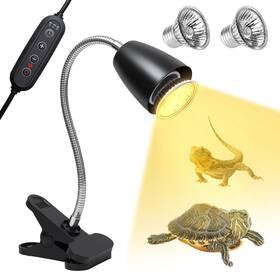 Cg-0013 Cayludg Reptile Heat Lamp With 2pcs 50w Uva Uvb Bulb Turtle Heater Light 360 Ro