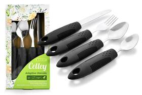 Celley 430069110183 Adaptive Utensils For Elderly And Handicapped Non-weighted 4 Pcs Set