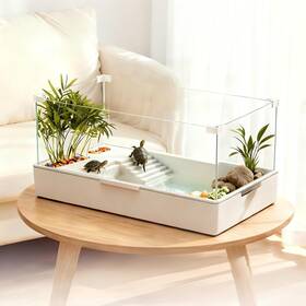 Ta-600 Chefoo Turtle Tank Glass Aquarium Terrapin Lake With Water Pump For 20gal