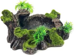 Chnee 726084239654 Plastic Reptile Tank Decor Resin Platform Artificial Tree Trunk With Water Dish
