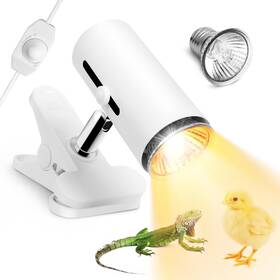 Clioran 646414219197 Reptile Heat Lamp With 50w Uva Uvb Light Bulb Basking Spot Tortoise Su