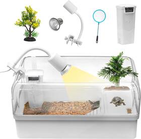 Clioran 726084837553 Turtle Tank Acrylic Habitat Kit With Silent Filter And Bottom Drain Uvb Basking Pl